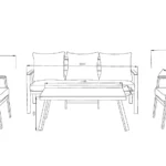 שרטוט מידות פינת ישיבה דגם שוהם