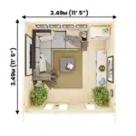 מידות הבקתת עץ טרמינטור 3.5-3.5