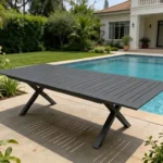 שולחן אלומיניום מלא דגם טורינו צבע אפור כהה