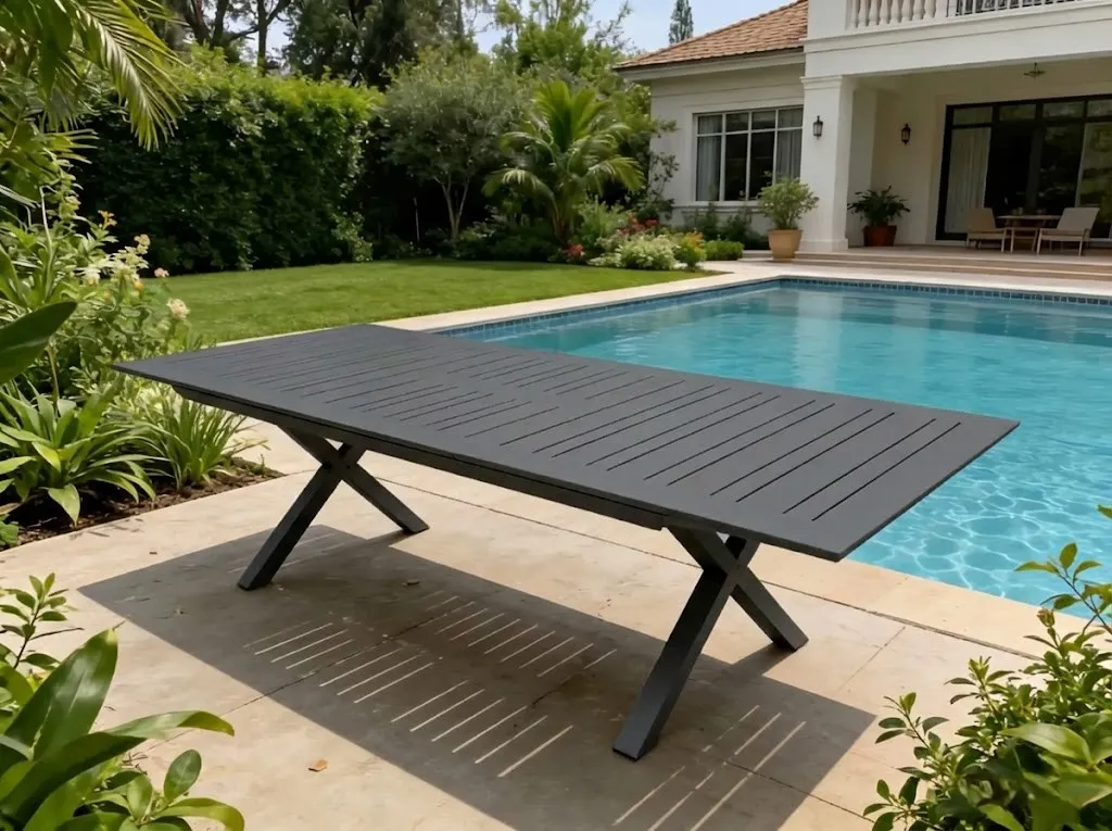 שולחן אלומיניום מלא דגם טורינו צבע אפור כהה