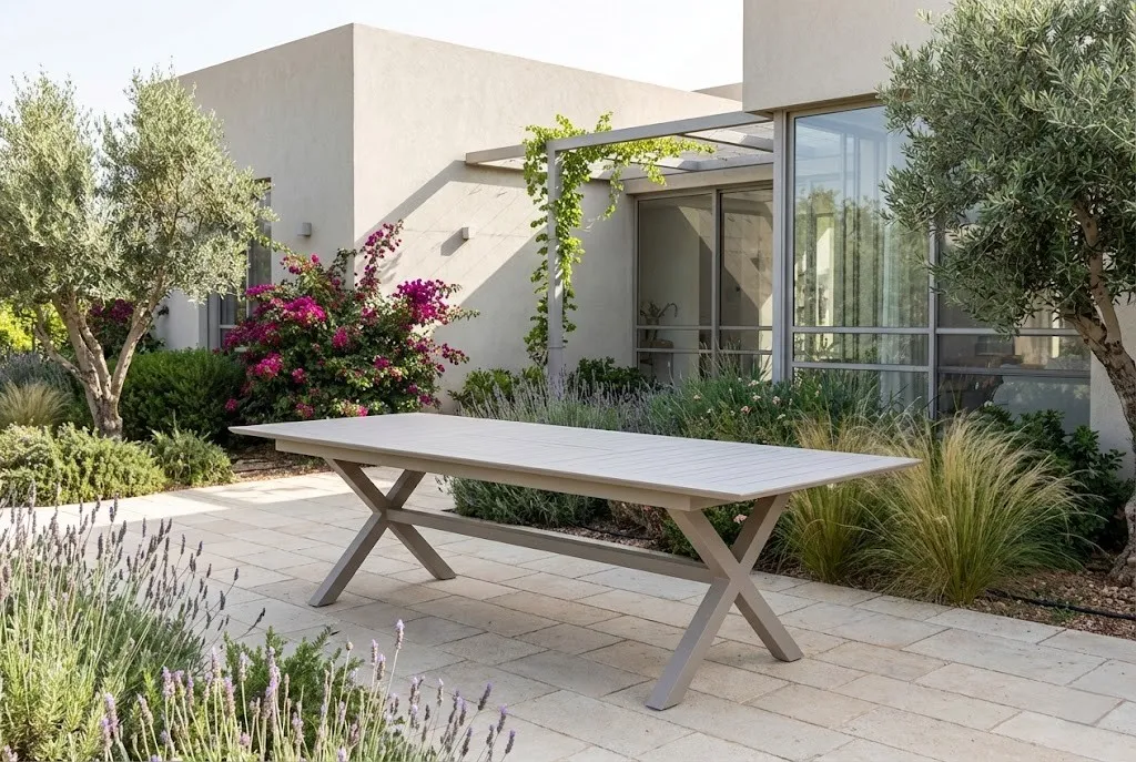שולחן טורינו צבע שמפניה 100% אלומיניום באורך 4 מטר
