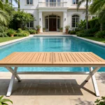 שולחן דגם באלי דמוי עץ צבע לבן