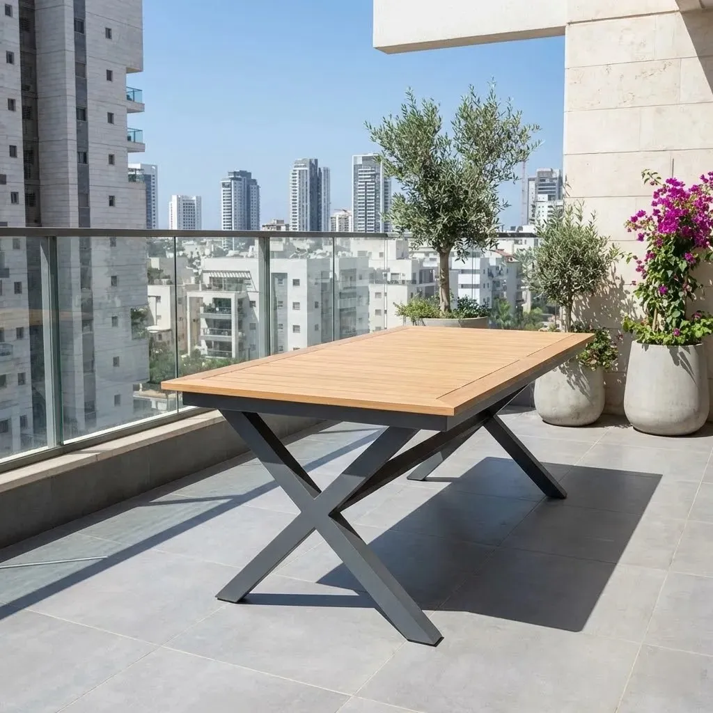 שולחן אלומיניום נפתח אפור ככה דגם באלי