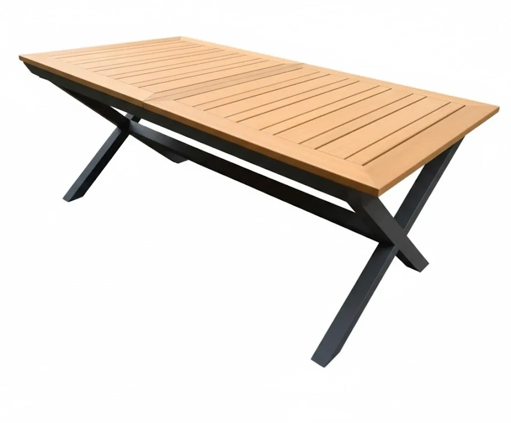 שולחן אלומיניום נפתח דמוי עץ