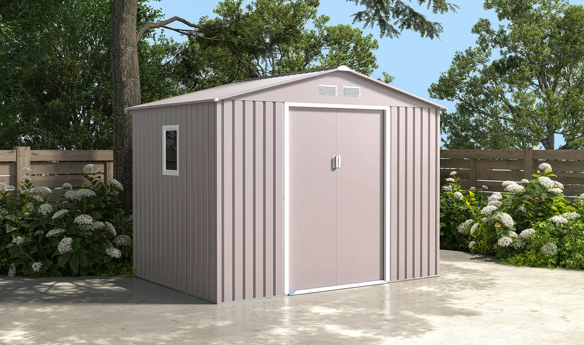 מחסן מתכת מחוזק דגם G96 צבע אפור